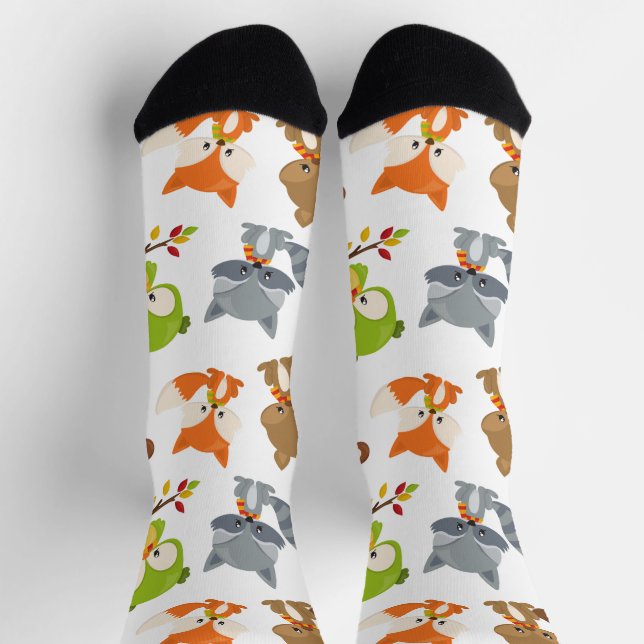 Woodland Animals, Forest Animals, Fall Animals Socks (Top)