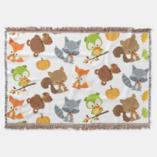 Woodland Animals, Forest Animals, Fall Animals Throw Blanket