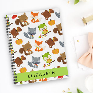Woodland Animals, Forest Animals, Your Name Notebook