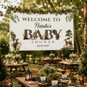Woodland Animals Forest Baby Shower Banner