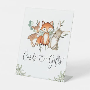 Woodland Animals Forest Baby Shower Cards And Gift Pedestal Sign