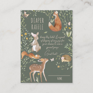 Woodland Animals Forest Baby Shower Diaper Raffle Enclosure Card