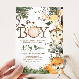 Woodland Animals Forest Baby Shower  Invitation