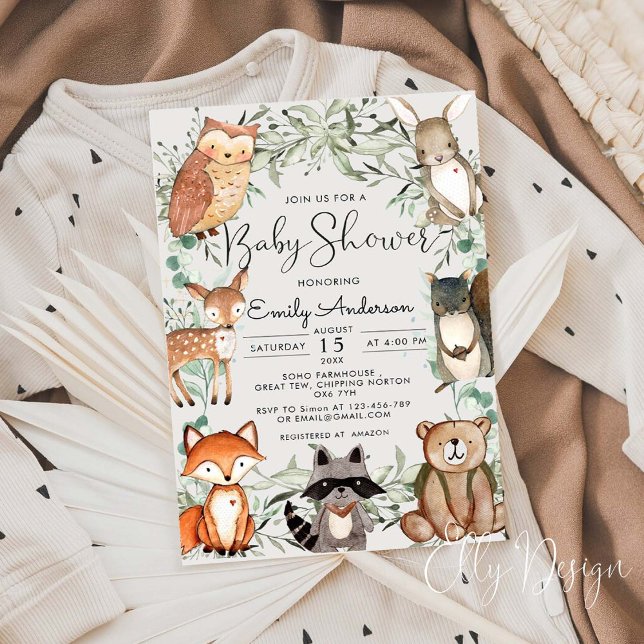 Woodland Animals Forest Baby Shower Invitation (Creator Uploaded)