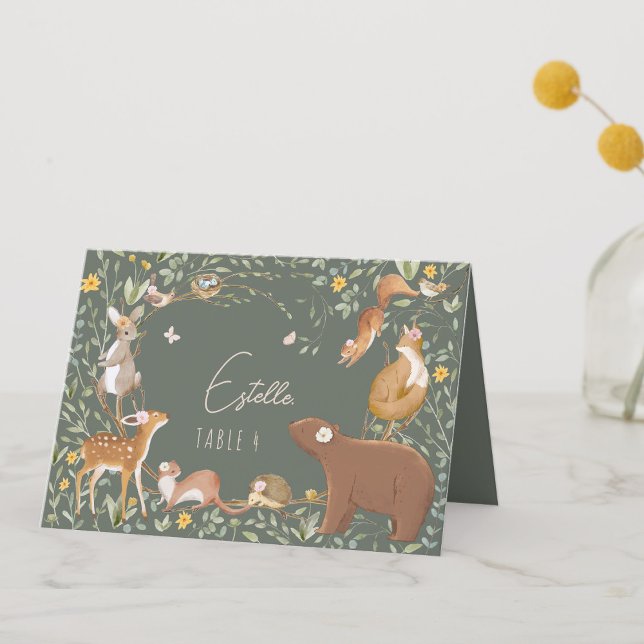 Woodland Animals Forest Baby Shower Place Card (Creator Uploaded)