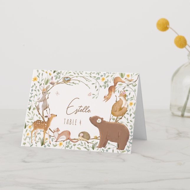 Woodland Animals Forest Baby Shower Place Card (Creator Uploaded)