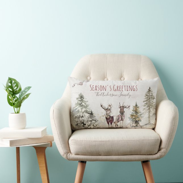 Woodland Animals Forest Deer Holiday Lumbar Cushion (Chair)