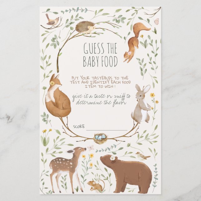Woodland Animals Forest Friends Baby Shower (Back)