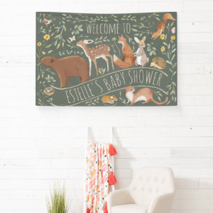 Woodland Animals Forest Friends Baby Shower Banner