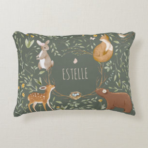 Woodland Animals Forest Friends Baby Shower Decorative Cushion