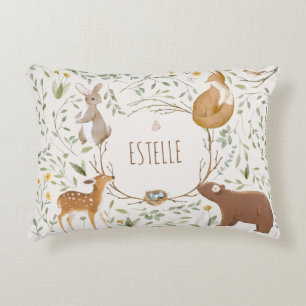 Woodland Animals Forest Friends Baby Shower Decorative Cushion