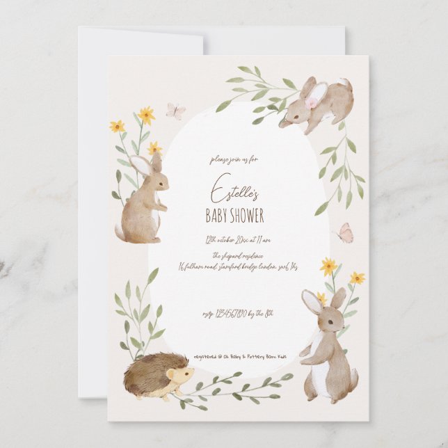 Woodland Animals Forest Friends Baby Shower Invitation (Front)
