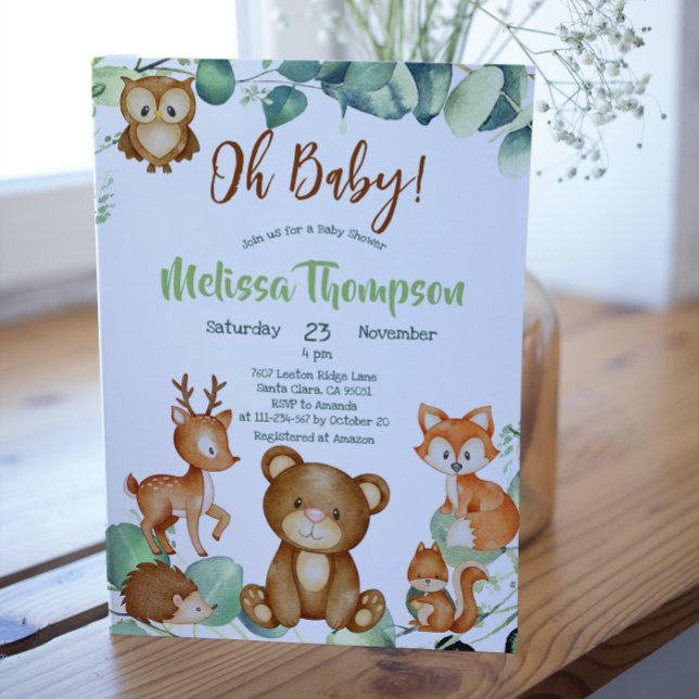 Woodland Animals Forest Friends Baby Shower Invitation (Creator Uploaded)