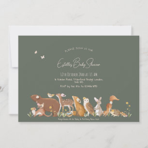 Woodland Animals Forest Friends Baby Shower Invitation