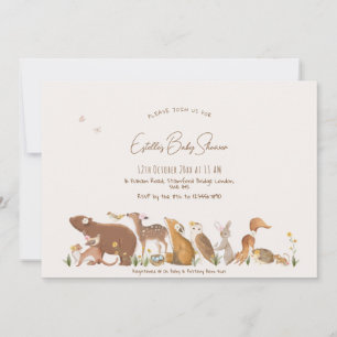 Woodland Animals Forest Friends Baby Shower Invitation