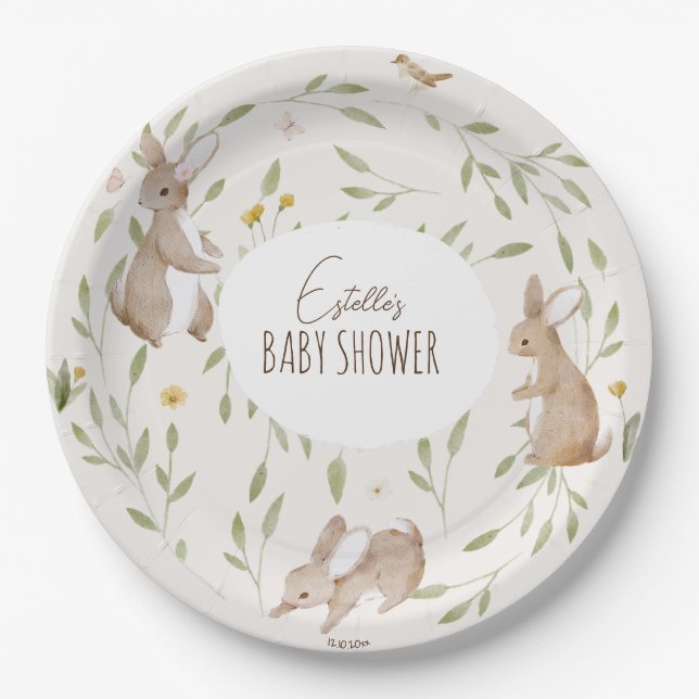 Woodland Animals Forest Friends Baby Shower Paper Plate (Front)