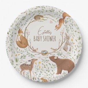 Woodland Animals Forest Friends Baby Shower Paper Plate