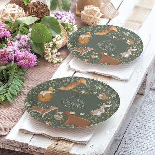 Woodland Animals Forest Friends Baby Shower Paper Plate