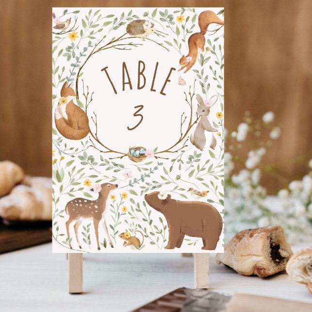 Woodland Animals Forest Friends Baby Shower  Table Number (Creator Uploaded)