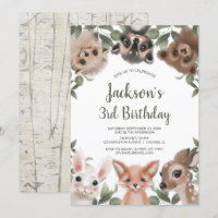 Woodland animals forest friends boy birthday party