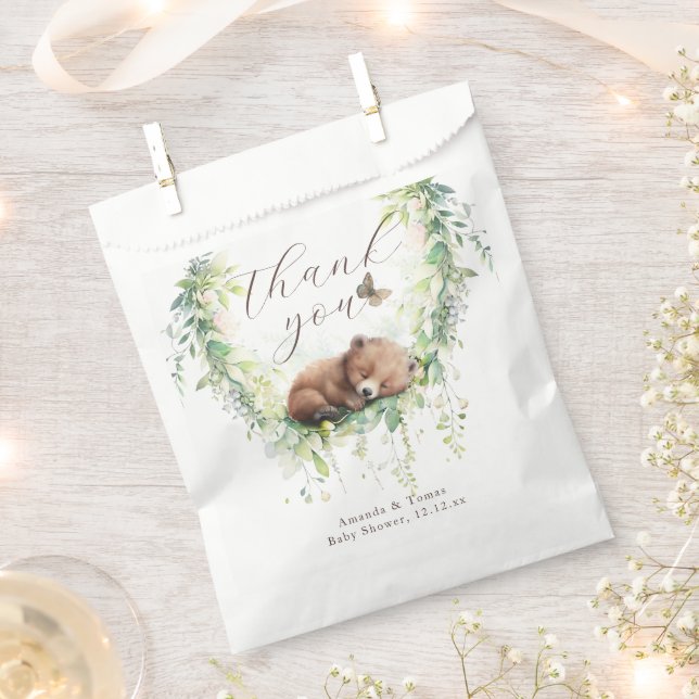 Woodland Animals Forest Greenery Baby Boy Shower Favour Bag (Clipped)