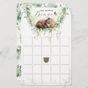 Woodland Animals Forest Greenery Baby Shower Bingo