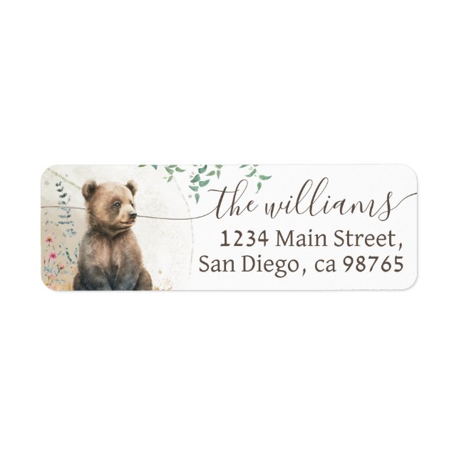Woodland animals forest greenery Shower Return Address Label (Front)
