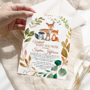 Woodland Animals Forest Virtual Baby Shower Invitation