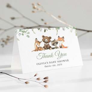 Woodland Animals, Forest, Wild One, Baby Shower Thank You Card