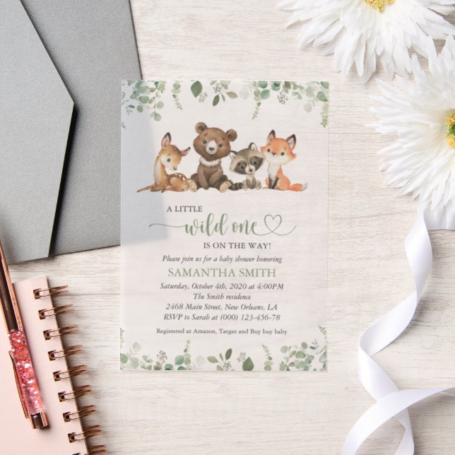 Woodland Animals, Forest, Wild One, Baby Shower Vellum Invitations (Wedding)