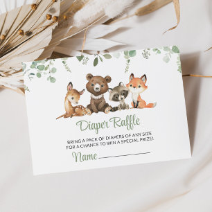 Woodland Animals, Forest, Wild One, Diaper Raffle Enclosure Card