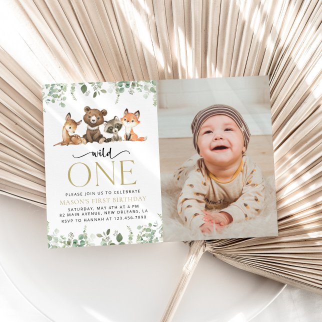 Woodland Animals, Forest, Wild One, First Birthday Invitation (Creator Uploaded)