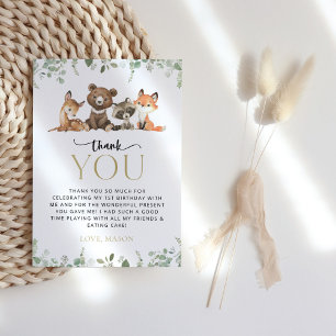 Woodland Animals, Forest, Wild One, First Birthday Thank You Card