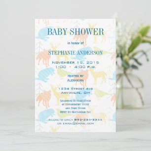 Woodland Animals Fox Baby Boy Shower Invitations