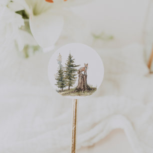 Woodland Animals   Fox Baby Shower Favour Classic Round Sticker