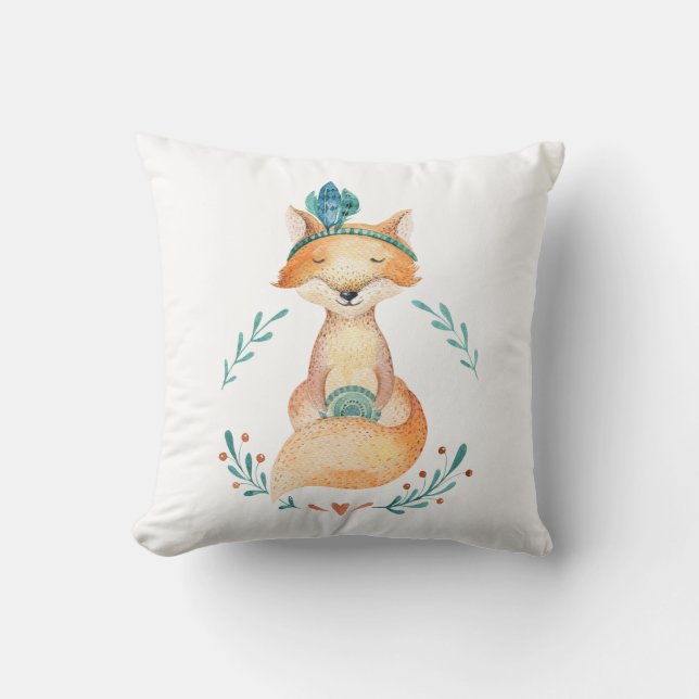 Woodland Animals Fox Decorative Pillow (Front)