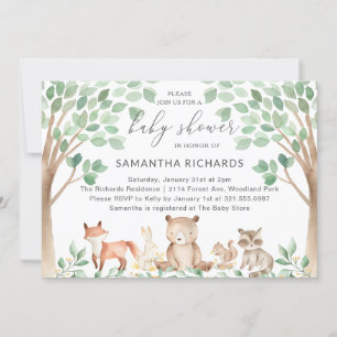 Woodland Animals Gender Neutral Cute Baby Shower Invitation