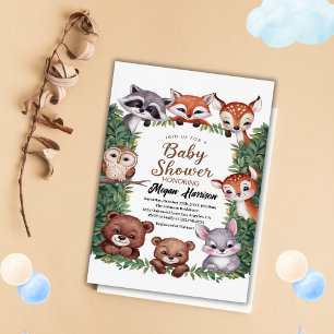 Woodland Animals Girl Baby Shower Invitation