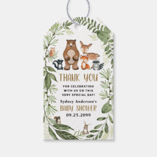 Woodland Animals Green Baby Shower Thank You Favou Gift Tags