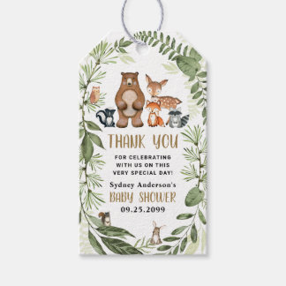 Woodland Animals Green Baby Shower Thank You Favou Gift Tags