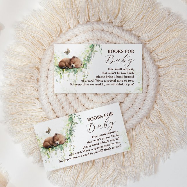 Woodland Animals Greenery Baby Boy Shower Book Enclosure Card (Creator Uploaded)