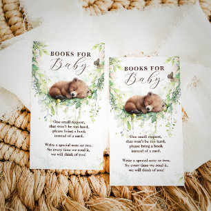 Woodland Animals Greenery Baby Boy Shower Books Enclosure Card