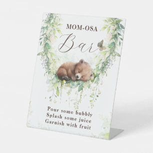 Woodland Animals Greenery Baby Boy Shower Mum-osa Pedestal Sign