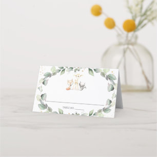 Woodland Animals Greenery Baby Shower Birthday  Place Card