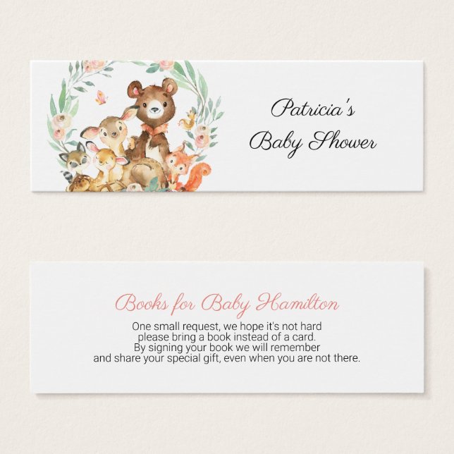 Woodland Animals Greenery Baby Shower Book Request (Front & Back)