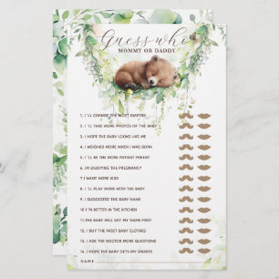 Woodland Animals Greenery Baby Shower Guess Game