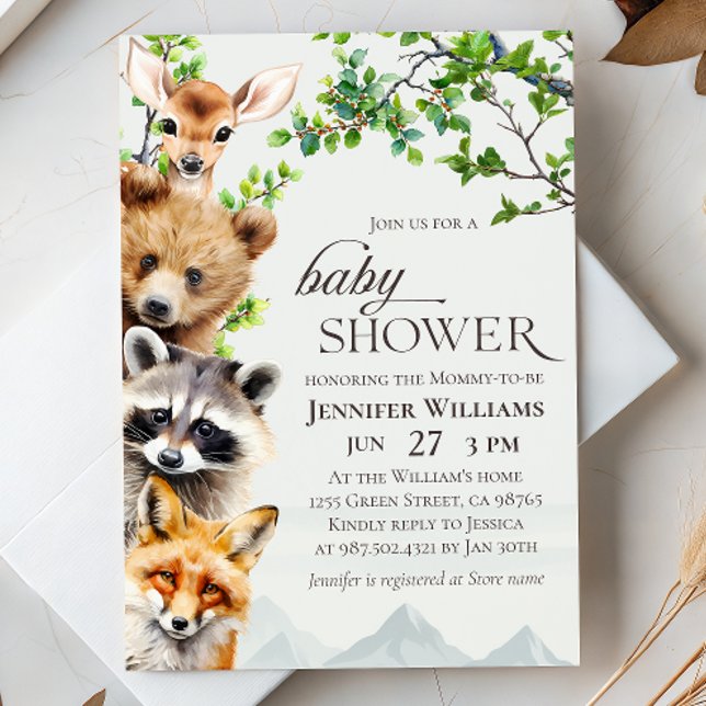 Woodland Animals Greenery Baby Shower Invitation (Creator Uploaded)