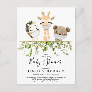 Woodland Animals Greenery Baby Shower Invitation Postcard