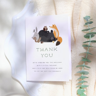 Woodland Animals Greenery Baby Shower Thank You Card