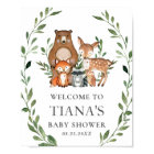 Woodland Animals Greenery Baby Shower Welcome Sign